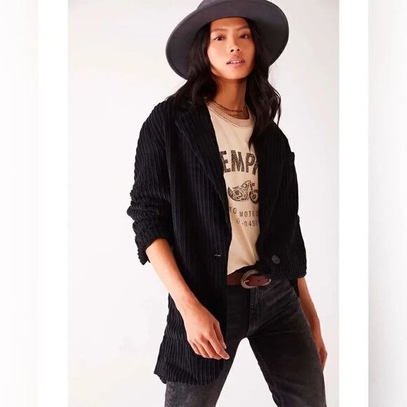 We The Free Jackets & Blazers - NEW FREE PEOPLE EVERLY CORD BLAZER BLACK XL